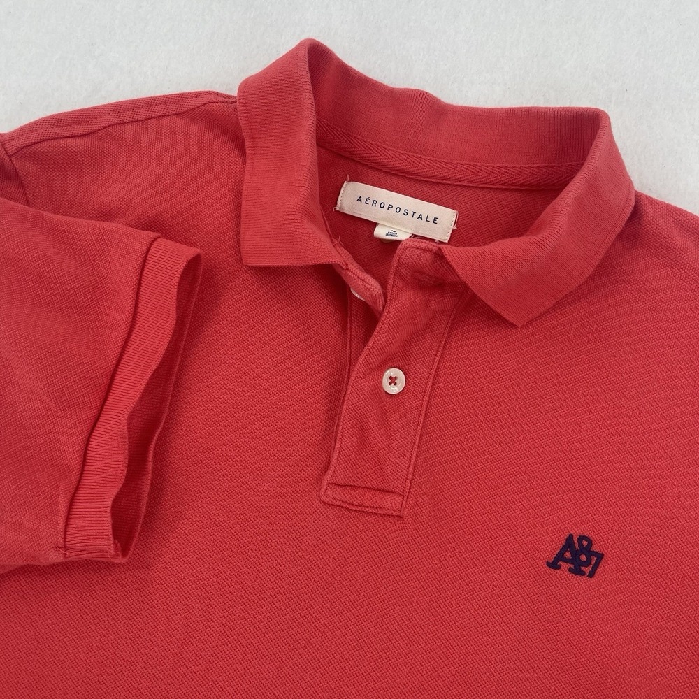 Aeropostale Polo Shirt Mens M Red Pink Classic Short Sleeve Y2K Preppy
